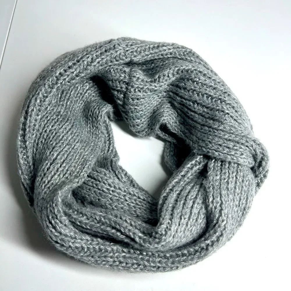 Gray Infinity Shimmery Loop Scarf Knitted